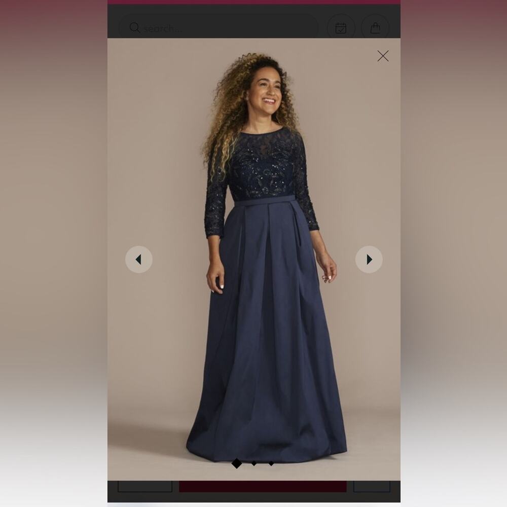 NWT OLEG CASSINI three quarter sleeve beaded lace ball gown STYLE# WGIN3345D